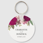 Porte-clés Fleurs de jardin burgundy pour mariage  (Recto)