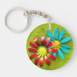 Porte-clés Fleurs de jardin en métal rustique