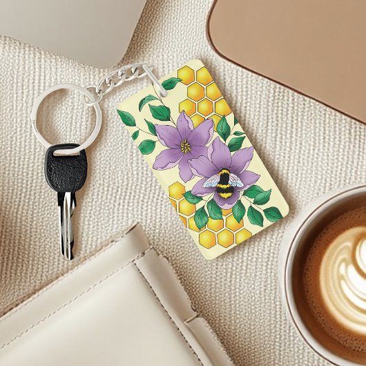 Porte-clés Fleurs de lavande de bourdon Jaune