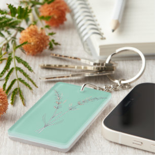 Porte-clés Fleurs de lavande - Ligne fine minimaliste 