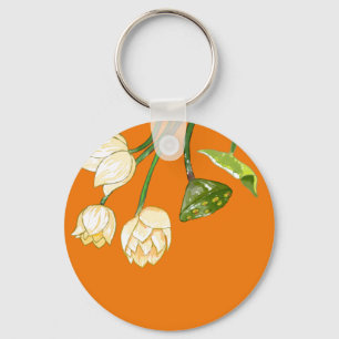 Porte-clés Fleurs de Lotus Jaunes Orange & Pods de Lotus