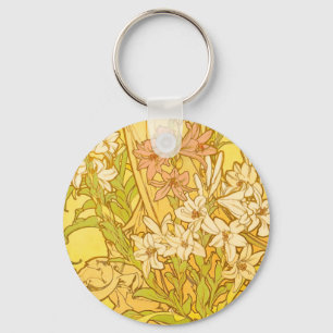 Porte-clés fleurs de lys Art nouveau d'Alphonse Mucha