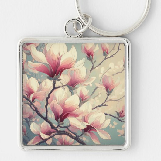 Porte-clés Fleurs de Magnolia Art Déco (Devant)