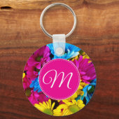 Porte-clés Fleurs de monogrammes aux couleurs fluorescentes (Recto)