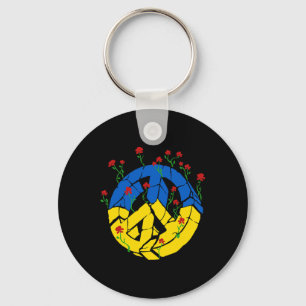 Porte-clés Fleurs de paix du drapeau de l'Ukraine