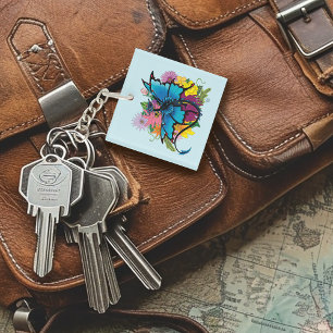 Porte-clés Fleurs de papillon bleu Dragon