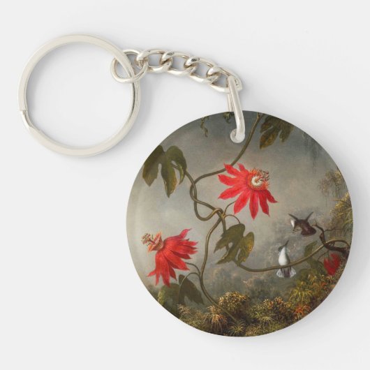 Porte-clés Fleurs de passion avec tête de colibris (Devant)