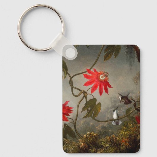 Porte-clés Fleurs de passion avec tête de colibris (Recto)
