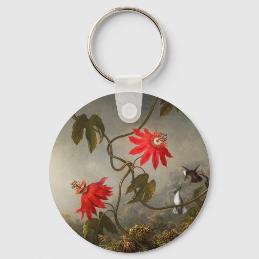 Porte-clés Fleurs de passion avec tête de colibris (Recto)