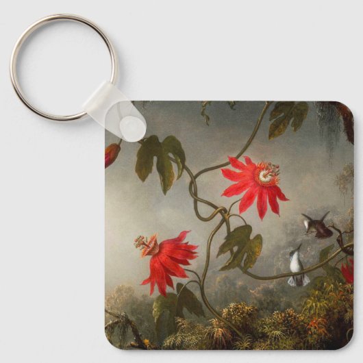 Porte-clés Fleurs de passion avec tête de colibris (Recto)