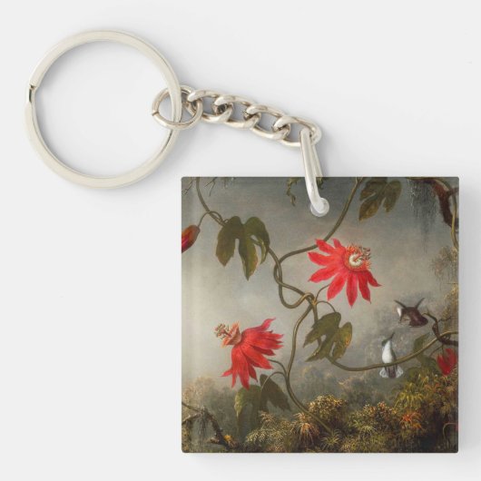 Porte-clés Fleurs de passion avec tête de colibris (Devant)