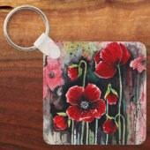 Porte-clés Fleurs De Pavot En Aquarelle (Recto)