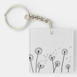 Porte-clés Fleurs de pissenlits Pappus Spores Gris