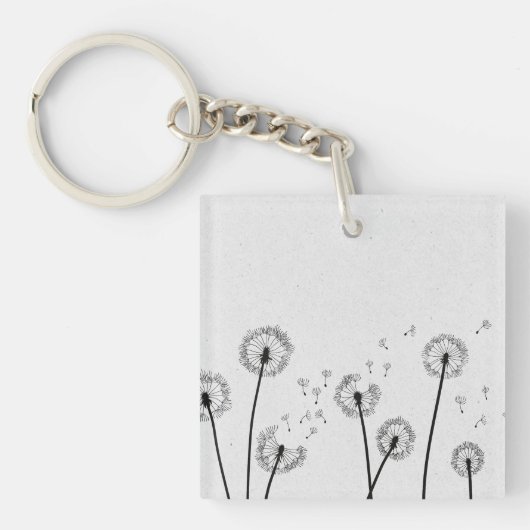 Porte-clés Fleurs de pissenlits Pappus Spores Gris (Devant)