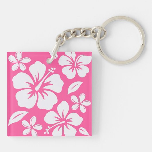 Porte-clés Fleurs de plage rose tropicale (Dos)