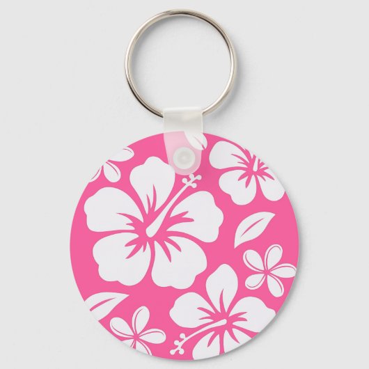Porte-clés Fleurs de plage rose tropicale (Verso)