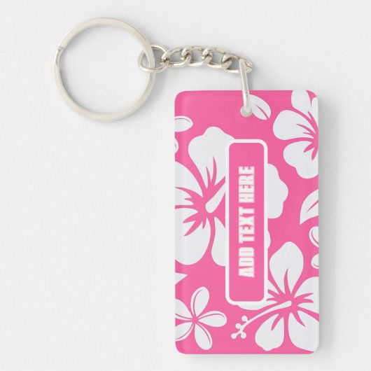 Porte-clés Fleurs de plage rose tropicale (Devant)