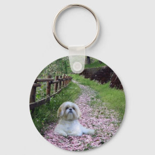 Porte-clés Fleurs de pourpre de porte - clé de Shih Tzu