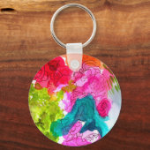 Porte-clés Fleurs de printemps, art abstrait aquarelle (Recto)