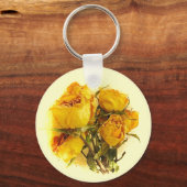 Porte-clés Fleurs de Rose Jaune Sèche (Recto)