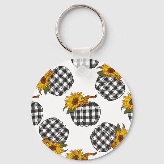 Porte-clés Fleurs de soleil, citrouille plaid, décoration de (Recto)