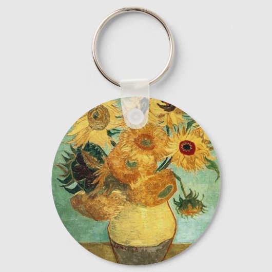 Porte-clés Fleurs de soleil dans un vase (F455) Van Gogh Art (Recto)