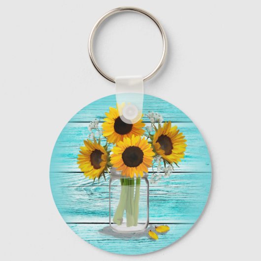 Porte-clés Fleurs de soleil du pays à Mason Jar (Recto)