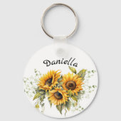 Porte-clés Fleurs de soleil modernes jaune (Recto)
