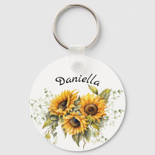 Porte-clés Fleurs de soleil modernes jaune (Recto)