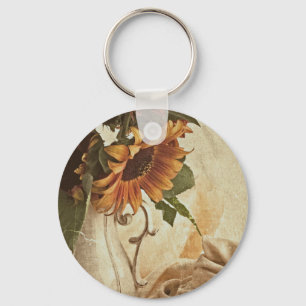 Porte-clés Fleurs de soleil orange rouillées