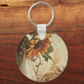 Porte-clés Fleurs de soleil orange rouillées (Recto)