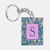 Porte-clés Fleurs de style antique et motif monogramme oiseau (Devant gauche)