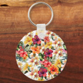 Porte-clés Fleurs de Trophée Rouge Jaune Hibiscus Shower de M (Verso)