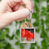 Porte-clés Fleurs de Tulipe Rouge chaîne de clés d (main)