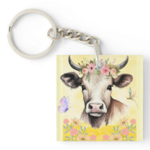 Fleurs de vache aquarelle dans un pré acrylique