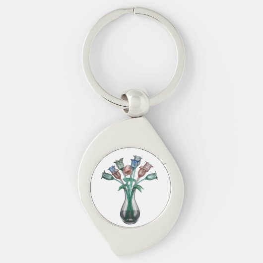 Porte-clés Fleurs de verre (Devant)
