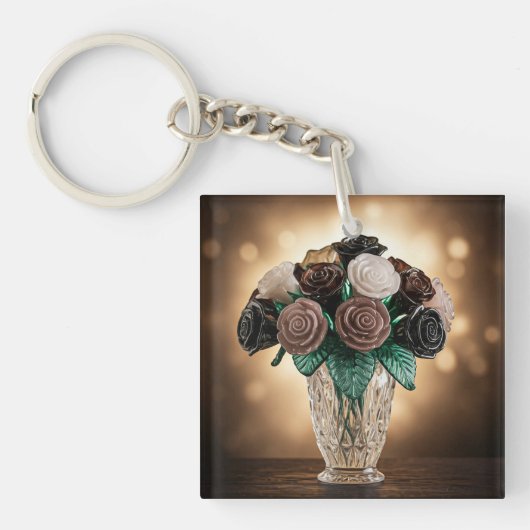 Porte-clés Fleurs de verre (Devant)