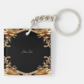 Porte-clés Fleurs Décoratives en Or (Dos)