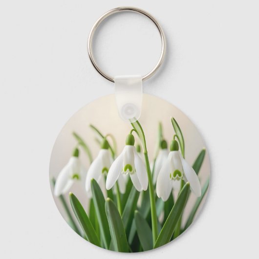 Porte-clés Fleurs délicates de perce-neige de printemps (Recto)