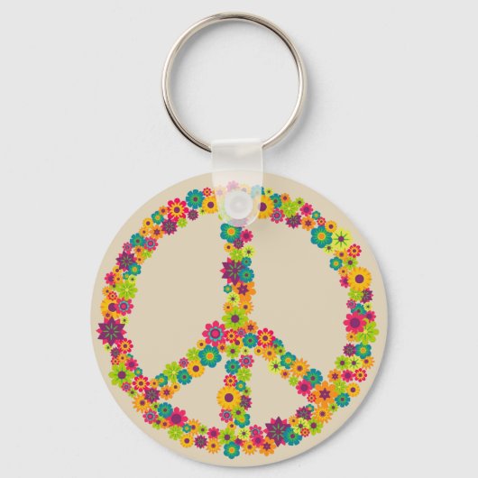 Porte-clés Fleurs des signes de paix hippie (Recto)