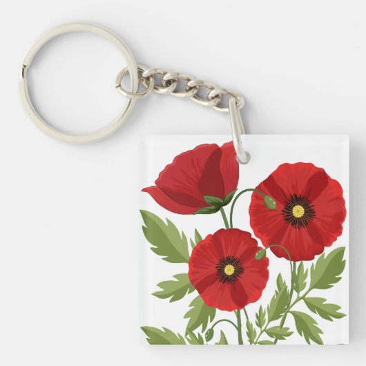 Porte-clés Fleurs d'été joyeuses floraison de pavot (Devant)