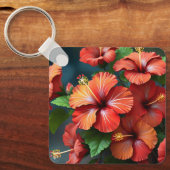 Porte-clés Fleurs d'Hibiscus rouge vif-76894 (Recto)