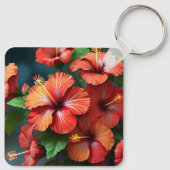 Porte-clés Fleurs d'Hibiscus rouge vif-76894 (Dos)