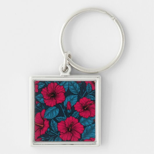 Porte-clés Fleurs d'hibiscus rouges (Devant)