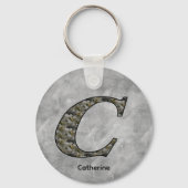 Porte-clés Fleurs d'hydrangea personnalisées avec initiale de (Verso)