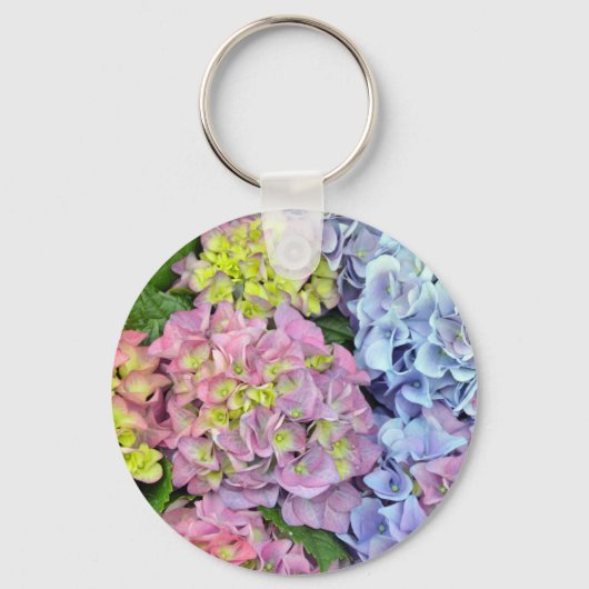 Porte-clés Fleurs d'hydrangée colorées (Recto)