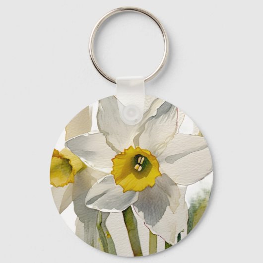 Porte-clés Fleurs d'Iris Aquarelle Modernes (Recto)