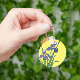 Porte-clés Fleurs d'iris de jardin florales violettes vintage