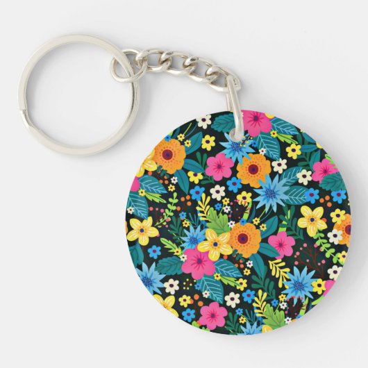 Porte-clés Fleurs Ditsy Vibrantes Motif Floral-43785 (Devant)