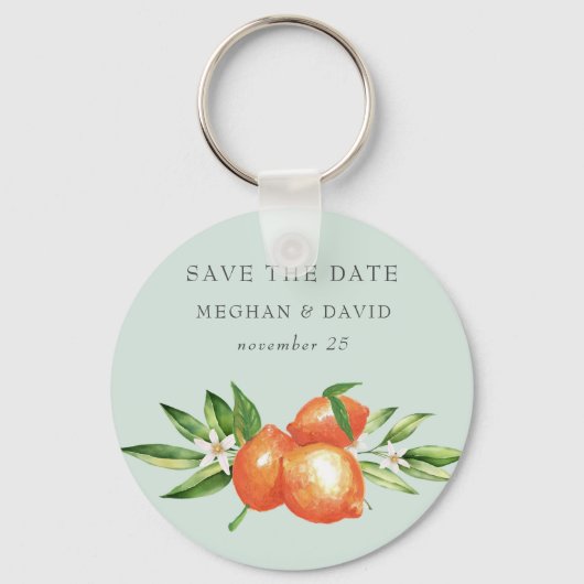 Porte-clés Fleurs d'Orange Citrus Botanical Save The Date (Recto)